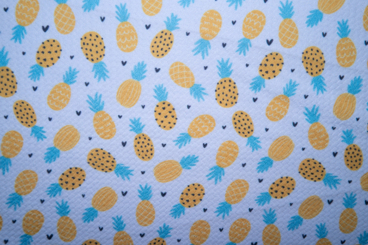 Pineapple Bullet Print #45 Ribbed Scuba Techno Double Knit 2-Way Stretch Polyester Spandex Apparel Craft Fabric 58"-60" Wide BTY