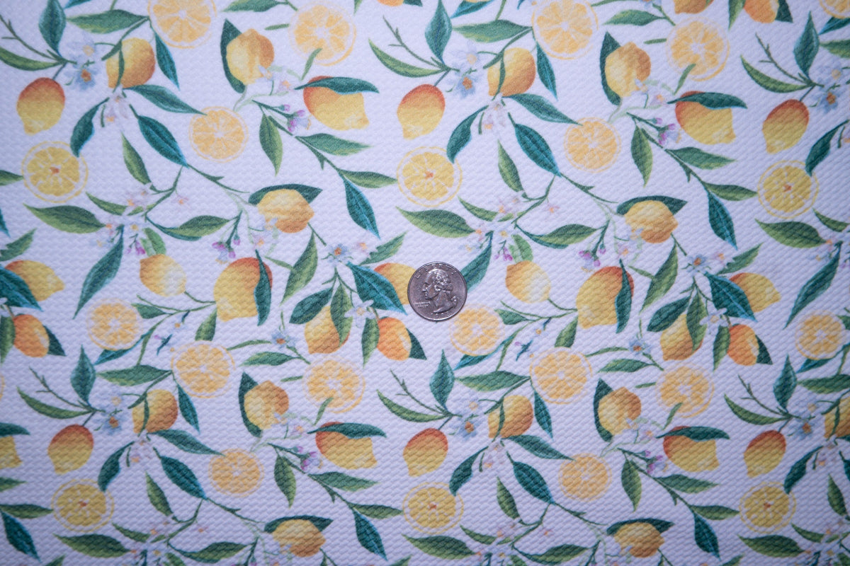 Lemon Bullet Print #48 Ribbed Scuba Techno Double Knit 2-Way Stretch Polyester Spandex Apparel Craft Fabric 58"-60" Wide BTY