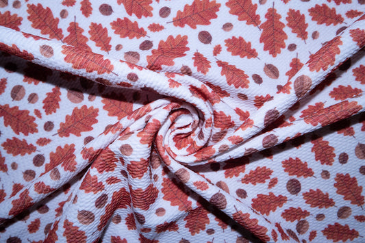 Fall Leaves Bullet Print #28 Ribbed Scuba Techno Double Knit 2-Way Stretch Polyester Lycra Spandex Apparel Craft Fabric 58"-60" Wide BTY