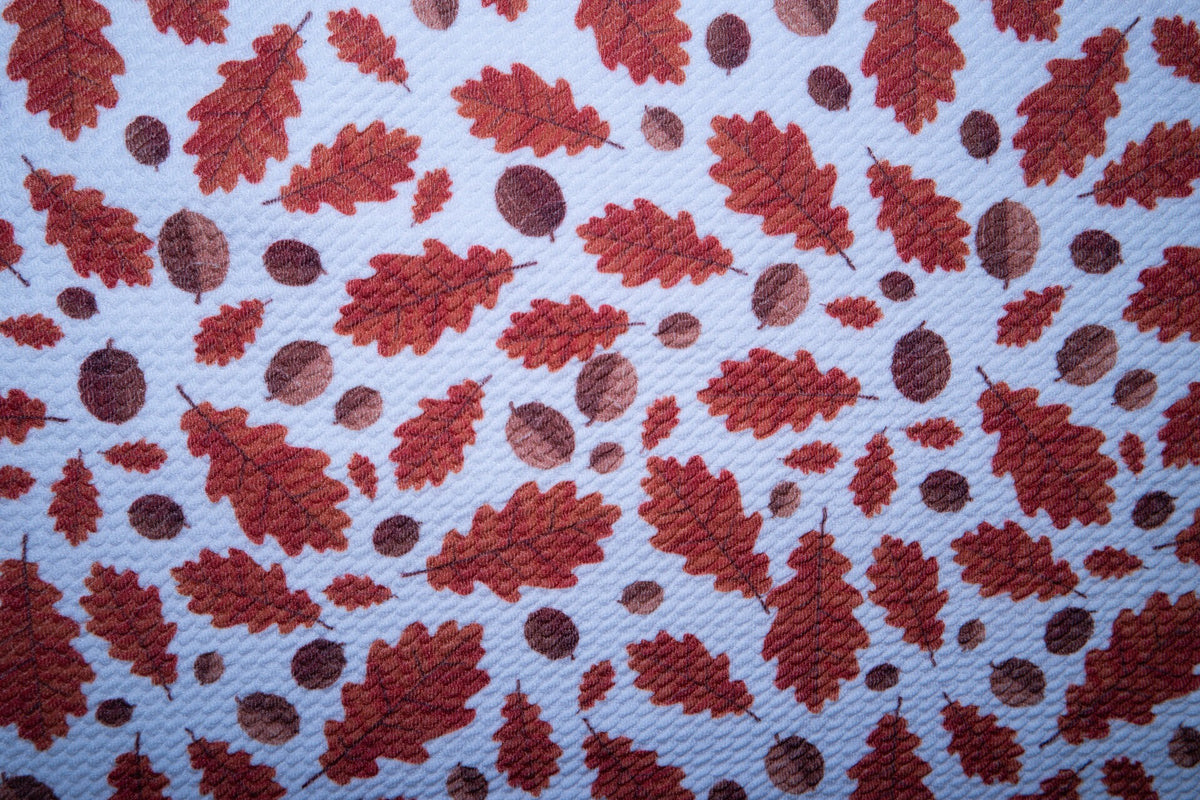 Fall Leaves Bullet Print #28 Ribbed Scuba Techno Double Knit 2-Way Stretch Polyester Lycra Spandex Apparel Craft Fabric 58"-60" Wide BTY