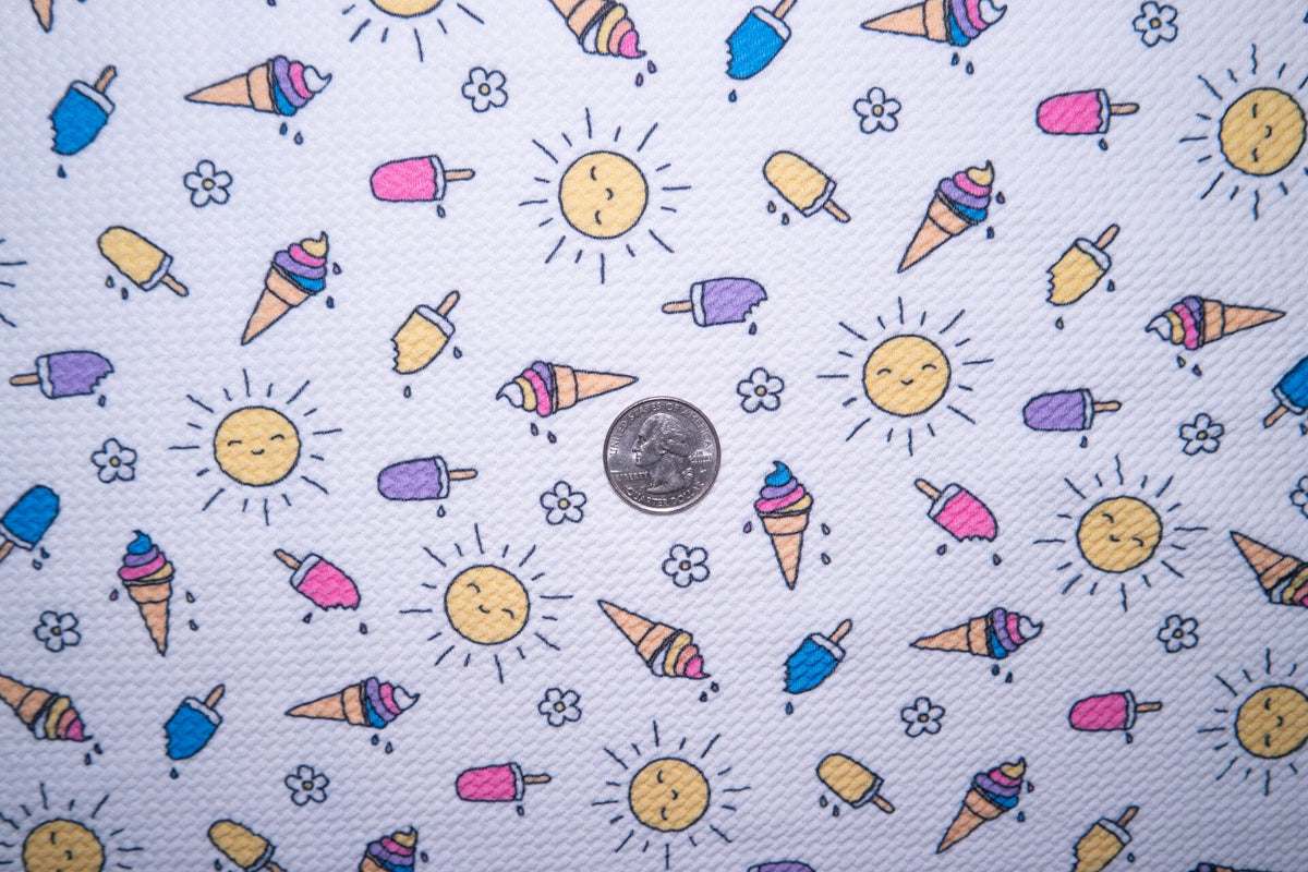 Summer Popsicle Bullet Print #33 Ribbed Scuba Techno Double Knit 2-Way Stretch Polyester Lycra Spandex Apparel Craft Fabric 58"-60" Wide BTY