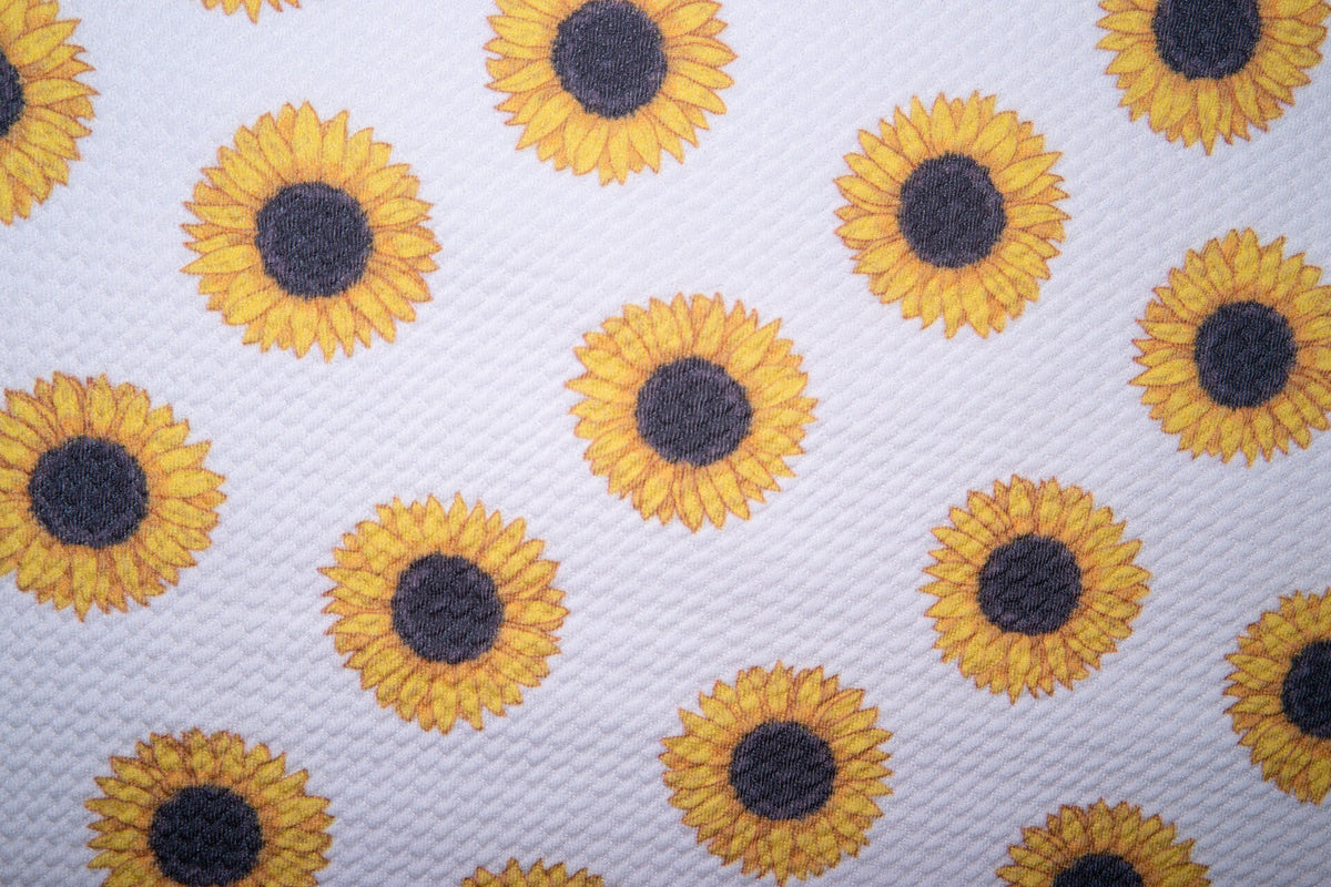 Sunflower Bullet Print #37 Ribbed Scuba Techno Double Knit 2-Way Stretch Polyester Spandex Apparel Craft Fabric 58"-60" Wide BTY