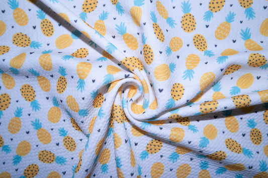 Pineapple Bullet Print #45 Ribbed Scuba Techno Double Knit 2-Way Stretch Polyester Spandex Apparel Craft Fabric 58"-60" Wide BTY