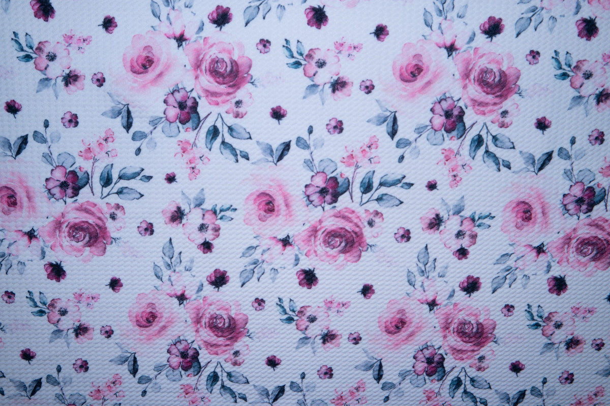 Watercolor Floral Bullet Print #114 Ribbed Scuba Techno Double Knit 2-Way Stretch Poly Spandex Apparel Craft Fabric 58"-60" Wide BTY