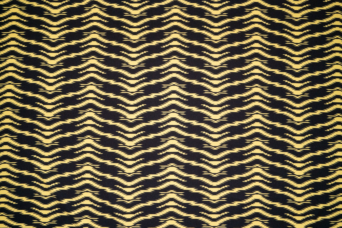 Yellow Ethnic Bullet Print #126 Ribbed Scuba Techno Double Knit 2-Way Stretch Polyester Spandex Apparel Craft Fabric 58"-60" Wide BTY