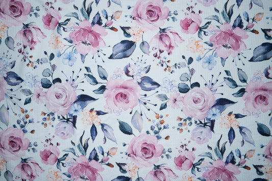 Watercolor Floral Bullet Print #66 Ribbed Scuba Techno Double Knit 2-Way Stretch Poly Lycra Spandex Apparel Craft Fabric 58"-60" Wide BTY
