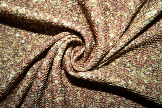 Gold Glitter Bullet Print #82 Ribbed Scuba Techno Double Knit Poly Spandex Apparel Craft Fabric 58"-60" Wide BTY