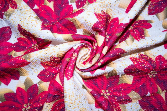 Christmas Floral Bullet Print #109 Ribbed Scuba Techno Double Knit 2-Way Stretch Poly Spandex Apparel Craft Fabric 58"-60" Wide BTY