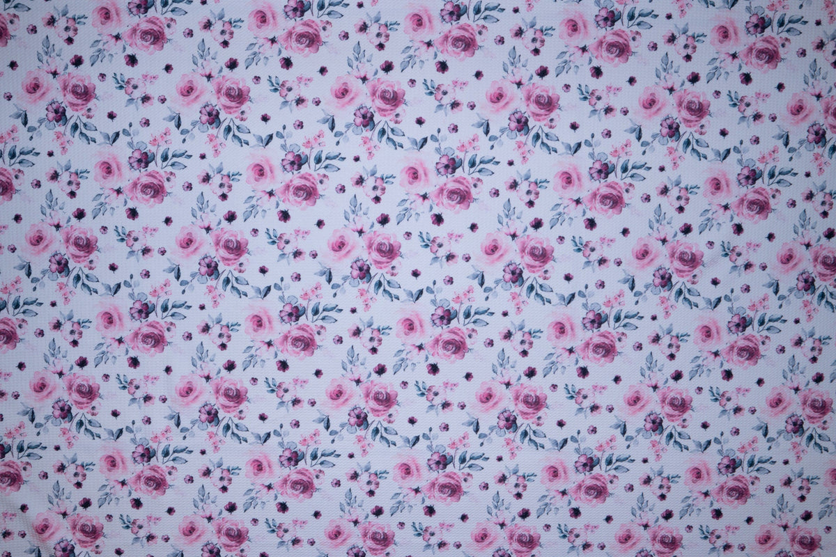 Watercolor Floral Bullet Print #114 Ribbed Scuba Techno Double Knit 2-Way Stretch Poly Spandex Apparel Craft Fabric 58"-60" Wide BTY