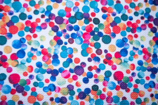 Watercolor Confetti Bullet Print #149 Ribbed Scuba Techno Double Knit 2-Way Stretch Poly Spandex Apparel Craft Fabric 58"-60" Wide BTY