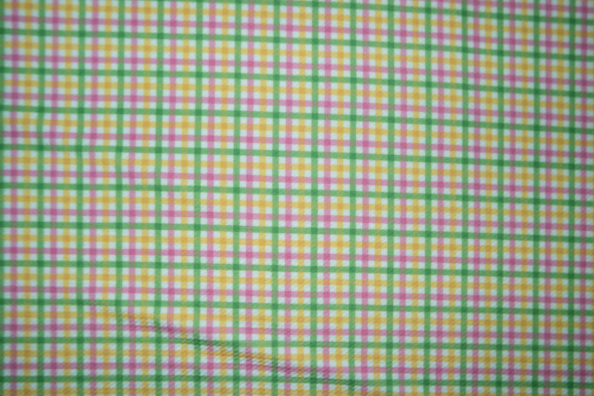 Spring Easter Plaid Bullet Print #158 Ribbed Scuba Techno Double Knit 2-Way Stretch Poly Spandex Apparel Craft Fabric 58"-60" Wide BTY