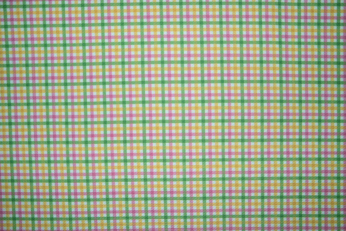 Spring Easter Plaid Bullet Print #158 Ribbed Scuba Techno Double Knit 2-Way Stretch Poly Spandex Apparel Craft Fabric 58"-60" Wide BTY