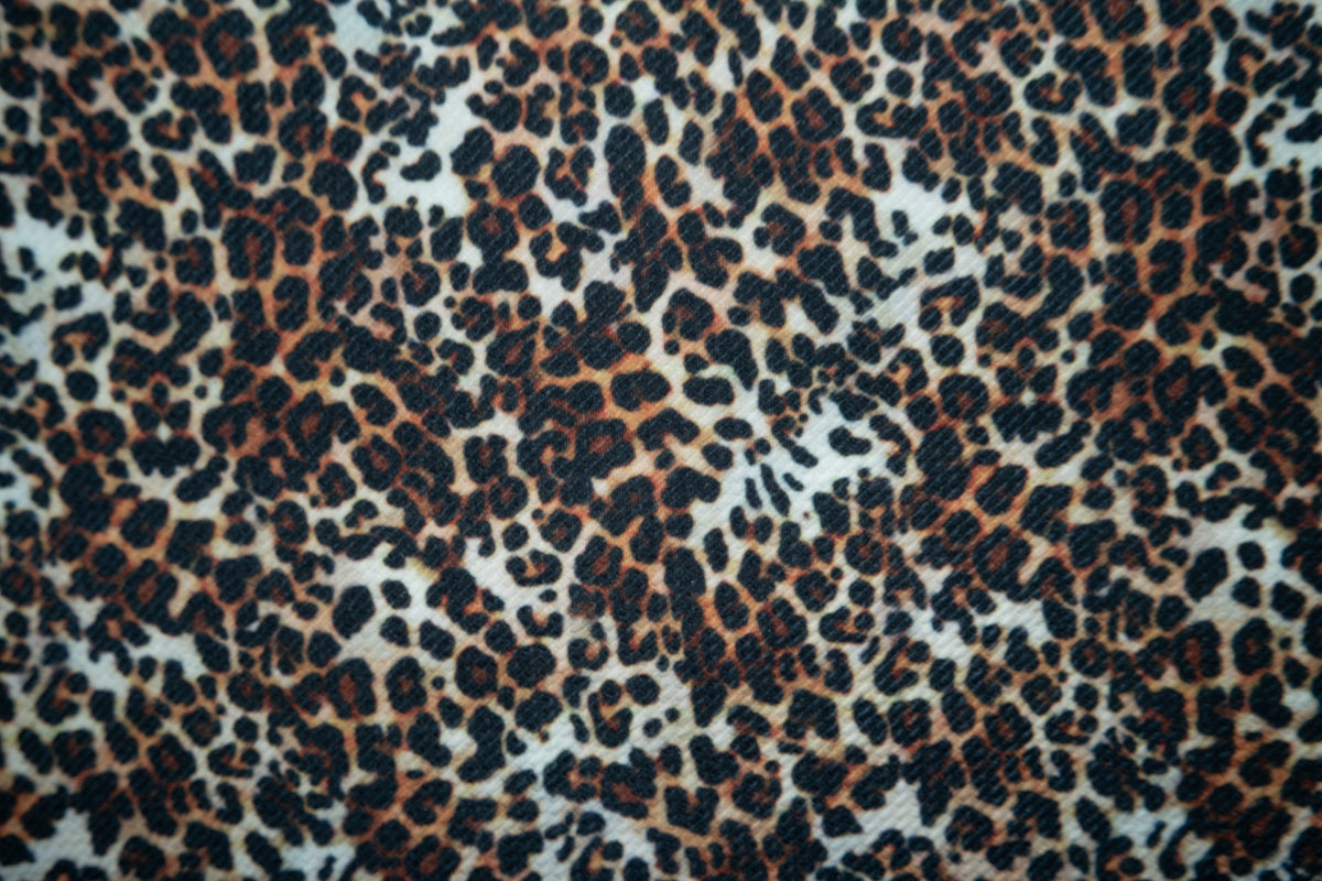 Leopard Bullet Print #167 Ribbed Scuba Techno Double Knit 2-Way Stretch Poly Spandex Apparel Craft Fabric 58"-60" Wide BTY