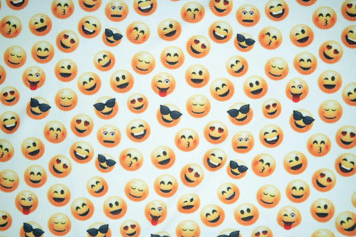 Emoji Bullet Print #165 Ribbed Scuba Techno Double Knit 2-Way Stretch Poly Spandex Apparel Craft Fabric 58"-60" Wide BTY