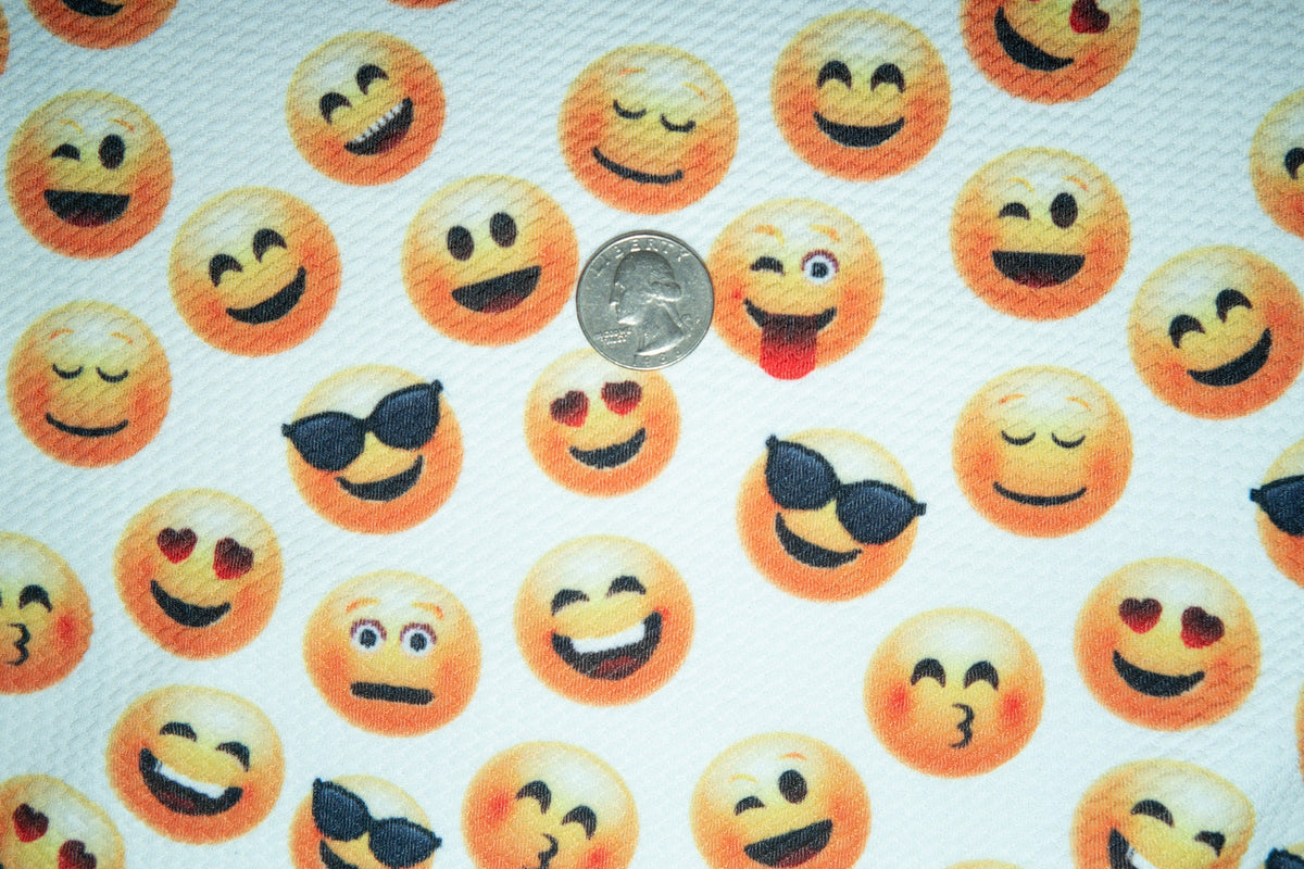Emoji Bullet Print #165 Ribbed Scuba Techno Double Knit 2-Way Stretch Poly Spandex Apparel Craft Fabric 58"-60" Wide BTY