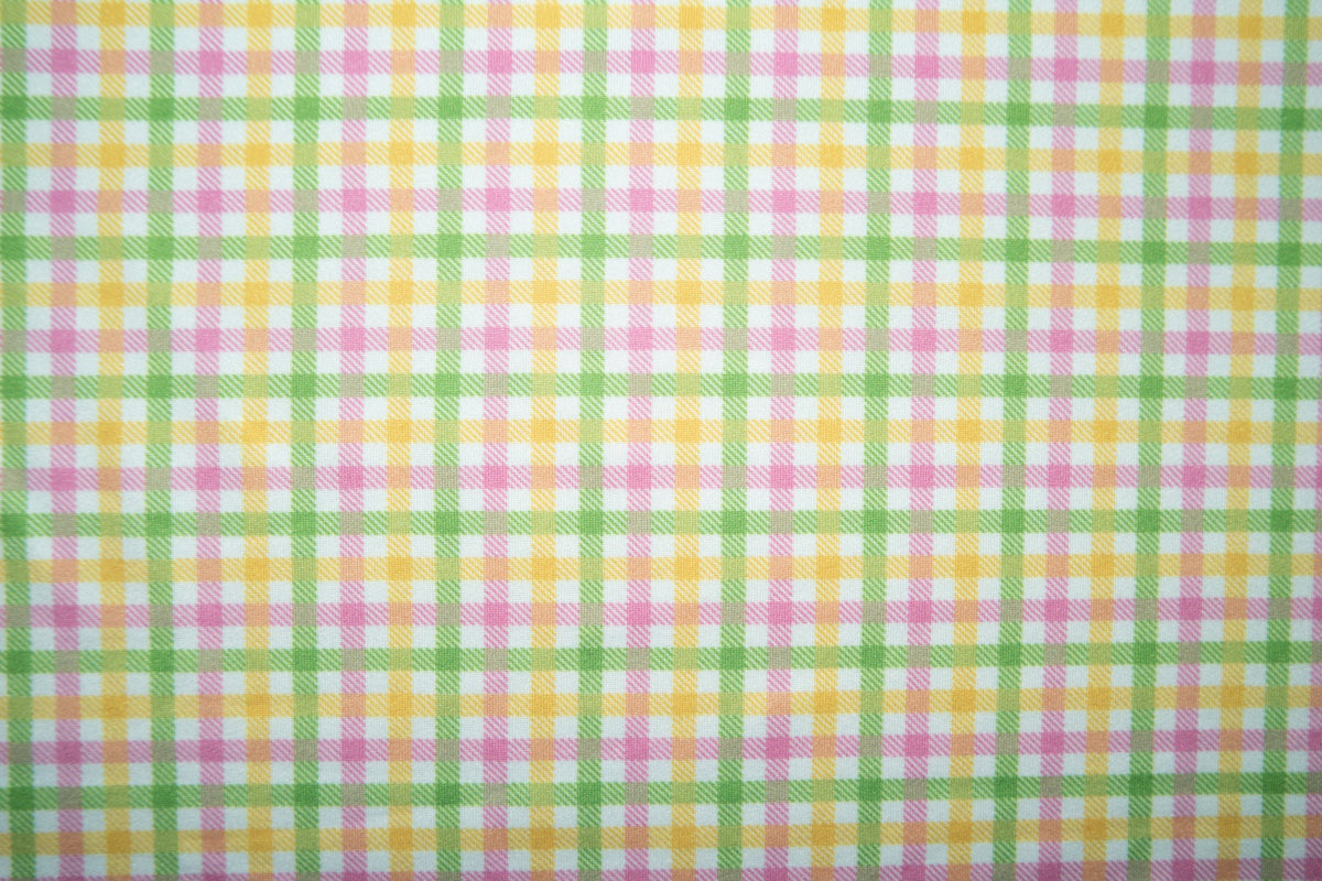 Easter Spring Gingham #01 Double Brushed Polyester Spandex Apparel Stretch Fabric 190 GSM 58"-60" Wide By The Yard