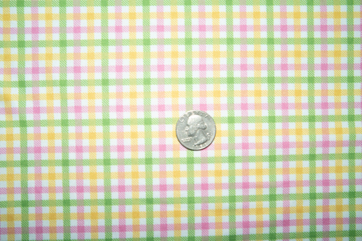 Easter Spring Gingham #01 Double Brushed Polyester Spandex Apparel Stretch Fabric 190 GSM 58"-60" Wide By The Yard