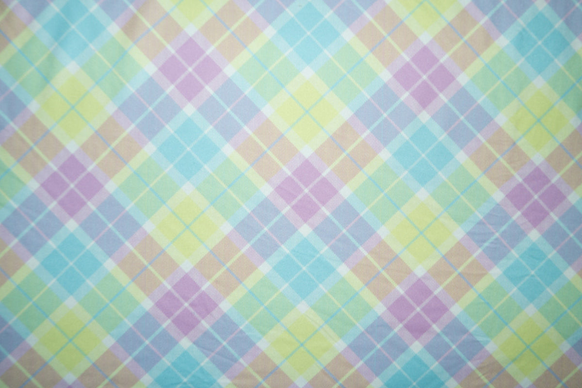 Pastel Plaid #06 Double Brushed Polyester Spandex Apparel Stretch Fabric 190 GSM 58"-60" Wide By The Yard
