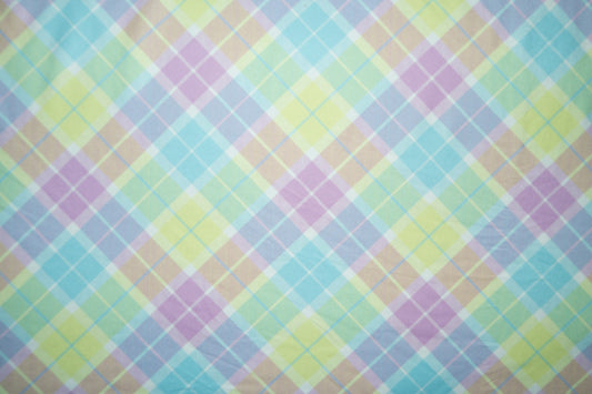 Pastel Plaid #06 Double Brushed Polyester Spandex Apparel Stretch Fabric 190 GSM 58"-60" Wide By The Yard