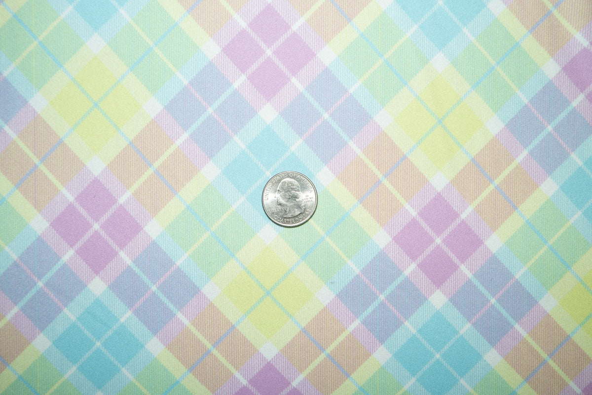 Pastel Plaid #06 Double Brushed Polyester Spandex Apparel Stretch Fabric 190 GSM 58"-60" Wide By The Yard