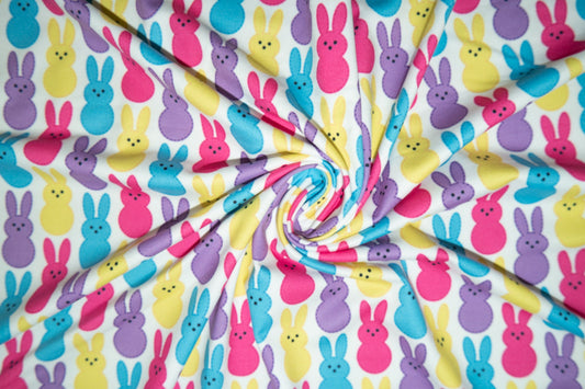 Easter Bunny Candy Print #08 Double Brushed Polyester Spandex Apparel Stretch Fabric 190 GSM 58"-60" Wide By The Yard