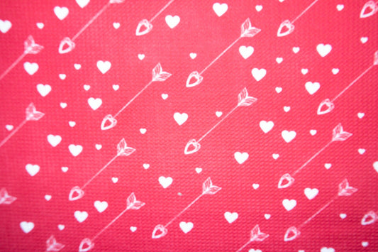 Cupid Arrow Valentine Red Bullet Print #135 Ribbed Scuba Techno Double Knit 2-Way Stretch Poly Spandex Apparel Craft Fabric 58"-60" Wide BTY