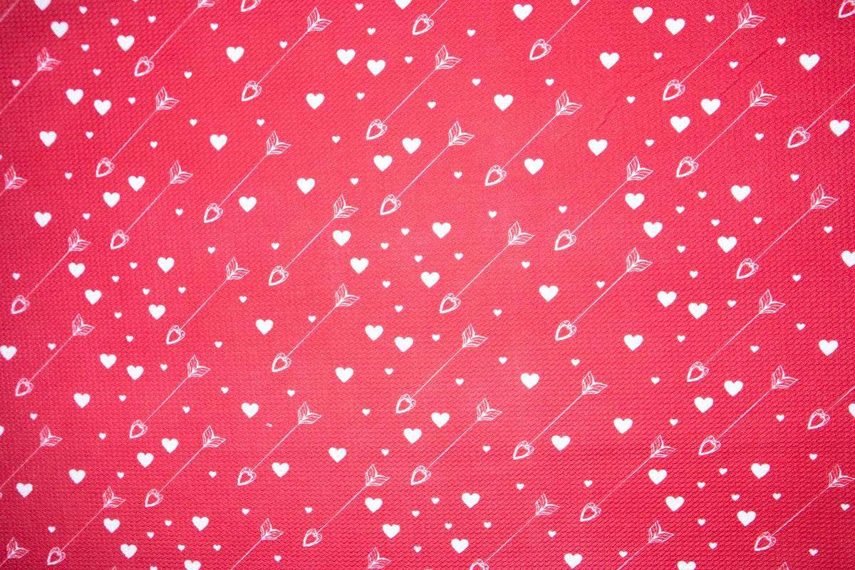 Cupid Arrow Valentine Red Bullet Print #135 Ribbed Scuba Techno Double Knit 2-Way Stretch Poly Spandex Apparel Craft Fabric 58"-60" Wide BTY