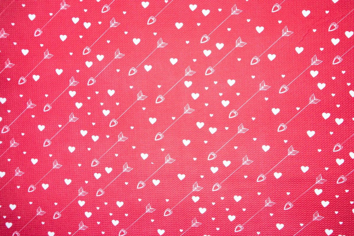 Cupid Arrow Valentine Red Bullet Print #135 Ribbed Scuba Techno Double Knit 2-Way Stretch Poly Spandex Apparel Craft Fabric 58"-60" Wide BTY