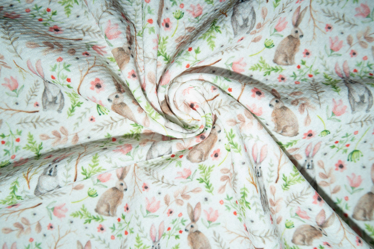 Spring Rabbit Bullet Print #176 Ribbed Scuba Techno Double Knit 2-Way Stretch Poly Spandex Apparel Craft Fabric 58"-60" Wide BTY