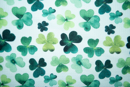 Watercolor Clover Bullet Print #156 Ribbed Scuba Techno Double Knit 2-Way Stretch Poly Spandex Apparel Craft Fabric 58"-60" Wide BTY