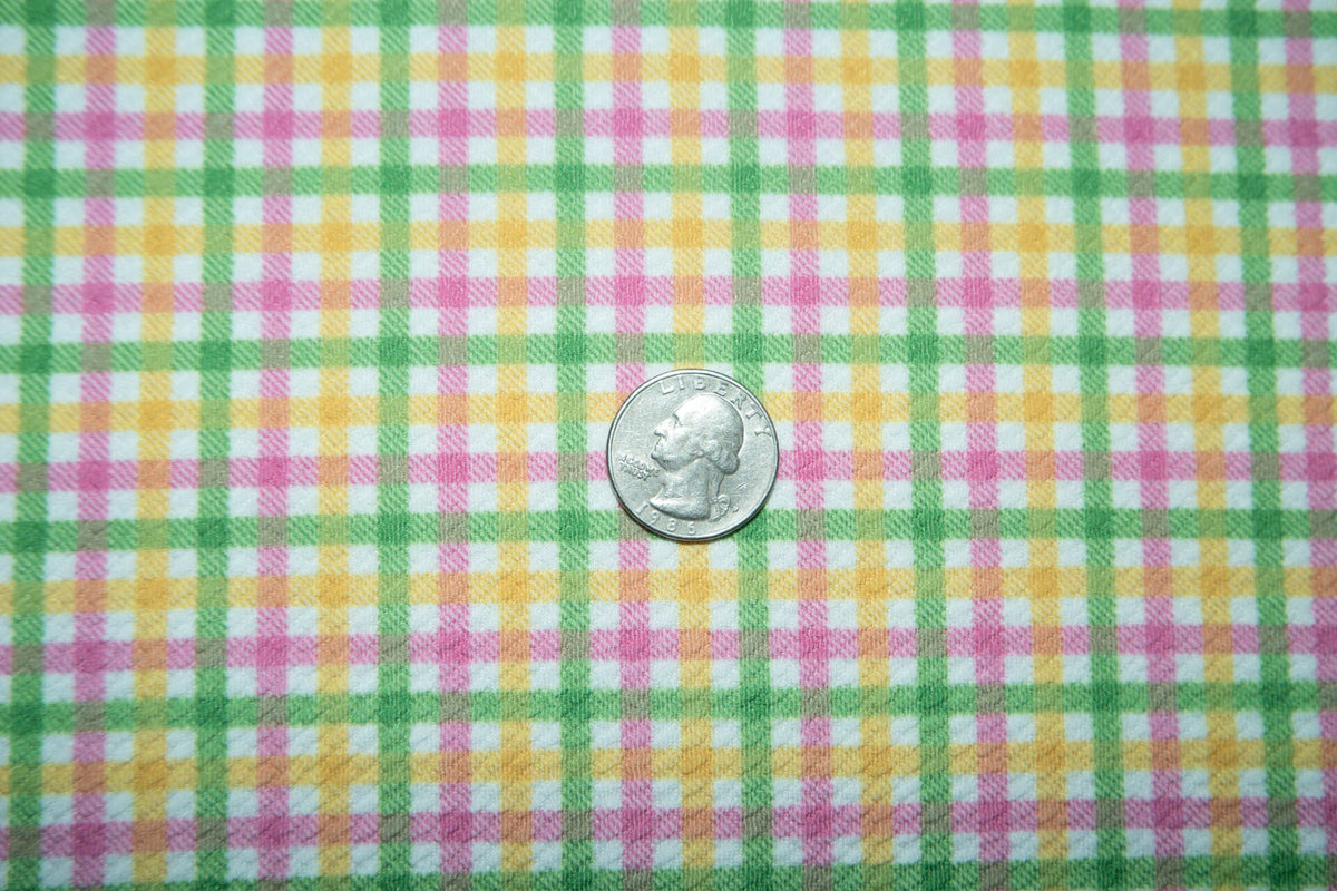 Spring Easter Plaid Bullet Print #158 Ribbed Scuba Techno Double Knit 2-Way Stretch Poly Spandex Apparel Craft Fabric 58"-60" Wide BTY