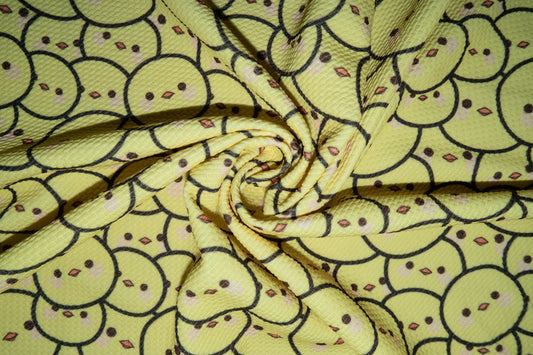 Baby Chick Easter Bullet Print #160 Ribbed Scuba Techno Double Knit 2-Way Stretch Poly Spandex Apparel Craft Fabric 58"-60" Wide BTY
