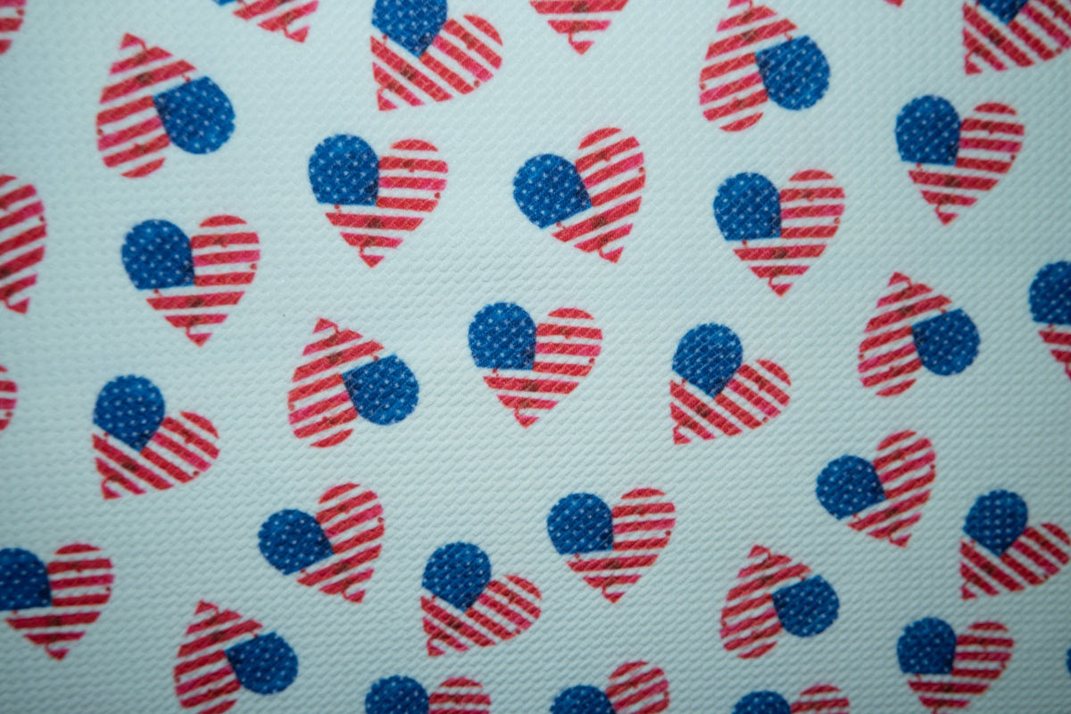 American Flag Hearts Bullet Print #162 Ribbed Scuba Techno Double Knit 2-Way Stretch Poly Spandex Apparel Craft Fabric 58"-60" Wide BTY