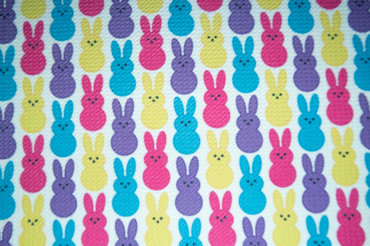 Easter Bunny Candy Bullet Print #164 Ribbed Scuba Techno Double Knit 2-Way Stretch Poly Spandex Apparel Craft Fabric 58"-60" Wide BTY