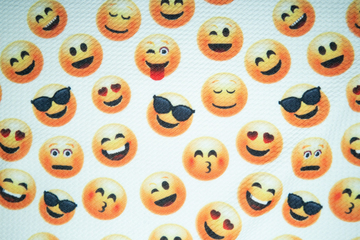 Emoji Bullet Print #165 Ribbed Scuba Techno Double Knit 2-Way Stretch Poly Spandex Apparel Craft Fabric 58"-60" Wide BTY