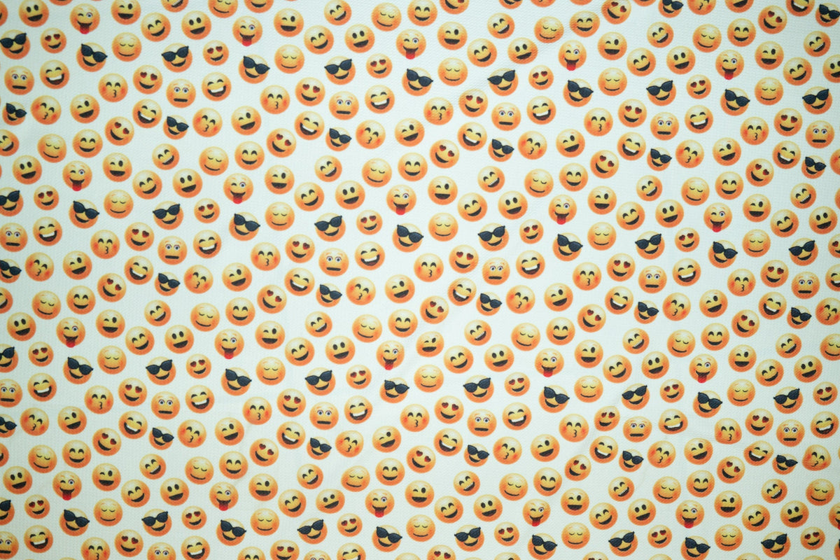 Emoji Bullet Print #165 Ribbed Scuba Techno Double Knit 2-Way Stretch Poly Spandex Apparel Craft Fabric 58"-60" Wide BTY