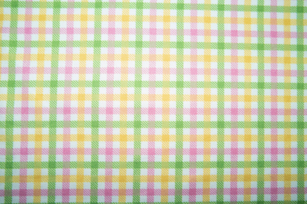 Easter Spring Gingham #01 Double Brushed Polyester Spandex Apparel Stretch Fabric 190 GSM 58"-60" Wide By The Yard