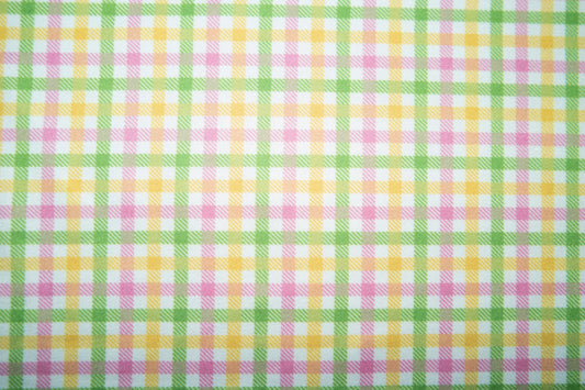 Easter Spring Gingham #01 Double Brushed Polyester Spandex Apparel Stretch Fabric 190 GSM 58"-60" Wide By The Yard