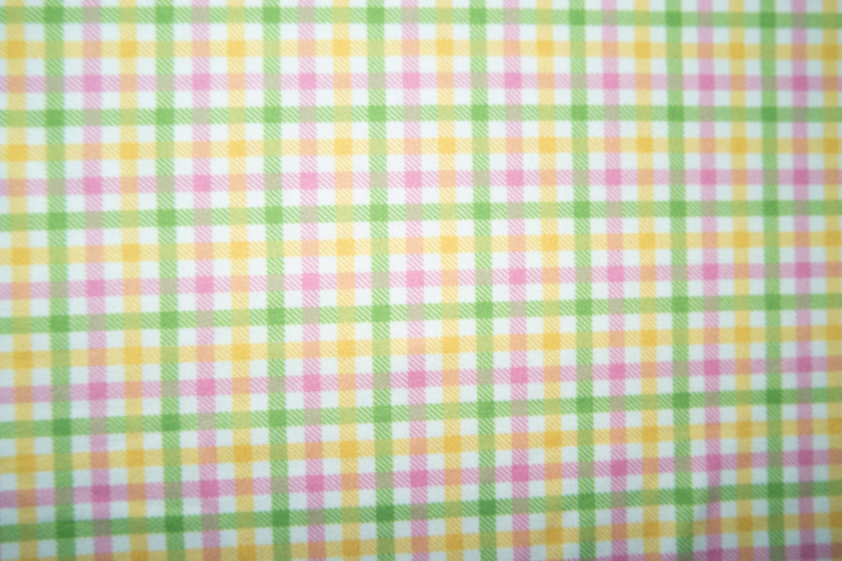 Easter Spring Gingham #01 Double Brushed Polyester Spandex Apparel Stretch Fabric 190 GSM 58"-60" Wide By The Yard