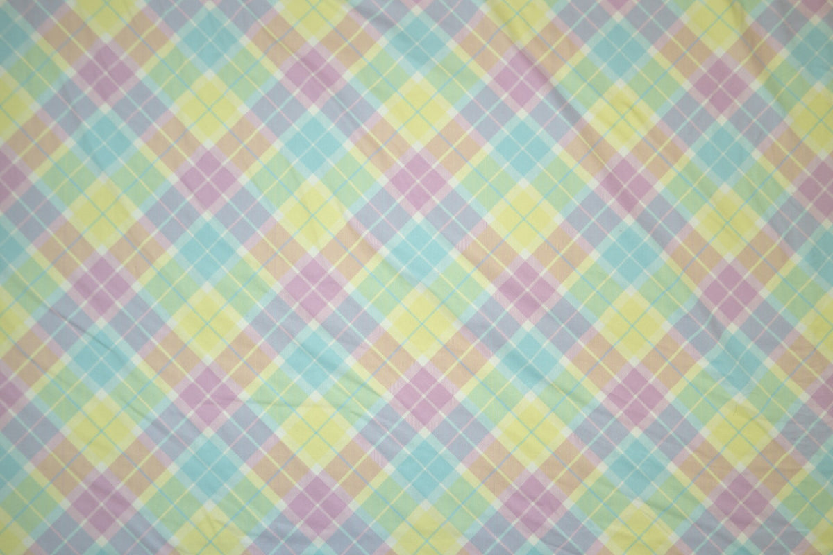 Pastel Plaid #06 Double Brushed Polyester Spandex Apparel Stretch Fabric 190 GSM 58"-60" Wide By The Yard