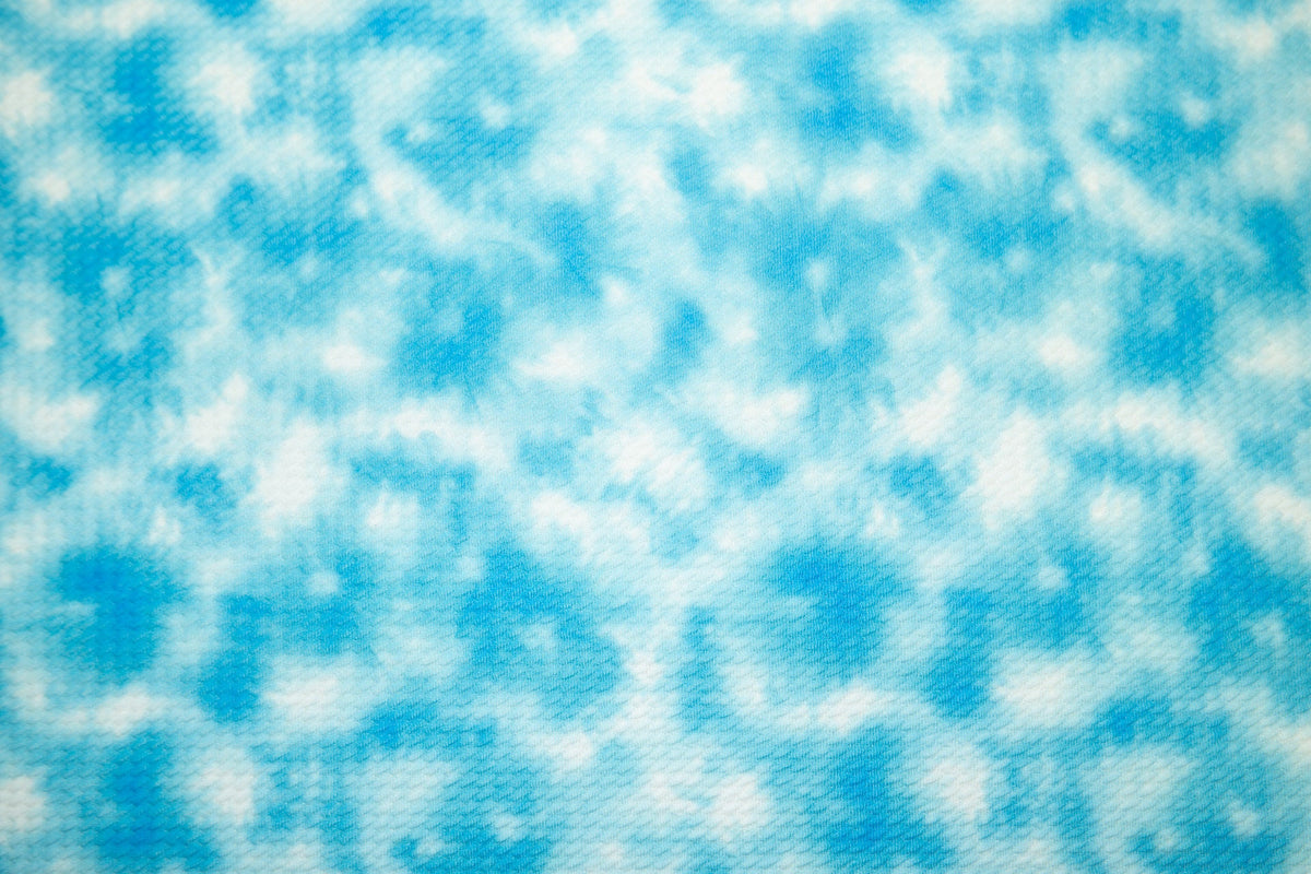 Blue Tie Dye Bullet Print #173 Ribbed Scuba Techno Double Knit 2-Way Stretch Poly Spandex Apparel Craft Fabric 58"-60" Wide BTY