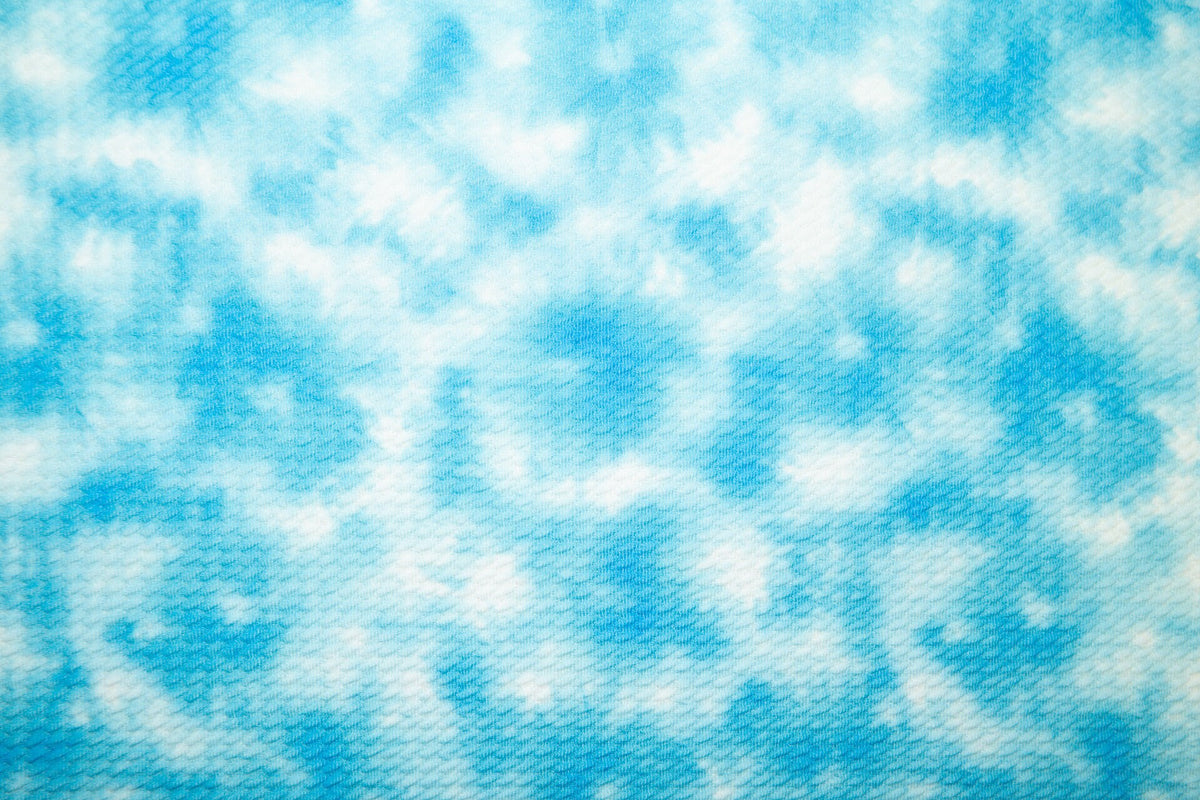 Blue Tie Dye Bullet Print #173 Ribbed Scuba Techno Double Knit 2-Way Stretch Poly Spandex Apparel Craft Fabric 58"-60" Wide BTY