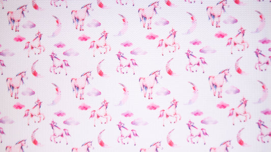 Watercolor Unicorn Moon Bullet Print #178 Ribbed Scuba Techno Double Knit 2-Way Stretch Poly Spandex Apparel Craft Fabric 58"-60" Wide BTY
