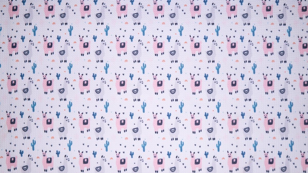 Llama Cactus Bullet Print #185 Ribbed Scuba Techno Double Knit 2-Way Stretch Poly Spandex Apparel Craft Fabric 58"-60" Wide BTY