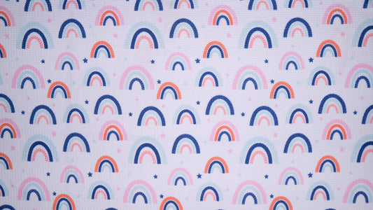 Retro Rainbow Bullet Print #183 Ribbed Scuba Techno Double Knit 2-Way Stretch Poly Spandex Apparel Craft Fabric 58"-60" Wide BTY