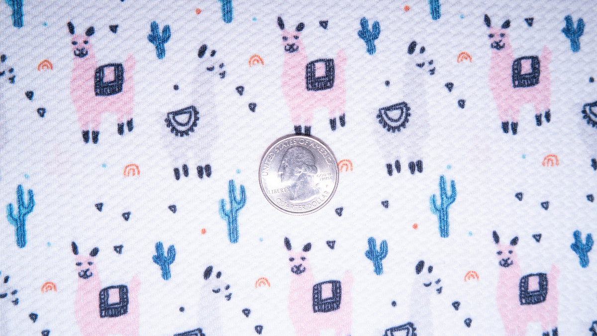 Llama Cactus Bullet Print #185 Ribbed Scuba Techno Double Knit 2-Way Stretch Poly Spandex Apparel Craft Fabric 58"-60" Wide BTY