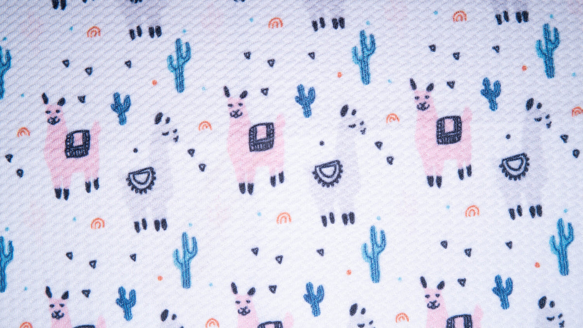 Llama Cactus Bullet Print #185 Ribbed Scuba Techno Double Knit 2-Way Stretch Poly Spandex Apparel Craft Fabric 58"-60" Wide BTY