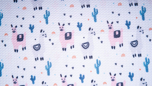 Llama Cactus Bullet Print #185 Ribbed Scuba Techno Double Knit 2-Way Stretch Poly Spandex Apparel Craft Fabric 58"-60" Wide BTY