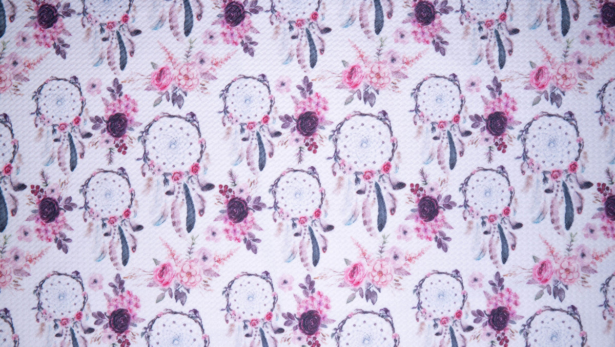 Boho Dreamcatcher Bullet Print #197 Ribbed Scuba Techno Double Knit 2-Way Stretch Poly Spandex Apparel Craft Fabric 58"-60" Wide BTY