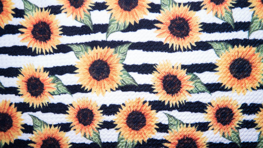 Sunflower Striped Floral Bullet Print #224 Ribbed Scuba Techno Double Knit 2-Way Stretch Poly Spandex Apparel Craft Fabric 58"-60" Wide BTY